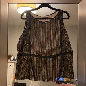 Loft Black and Brown Blouse Sz XL